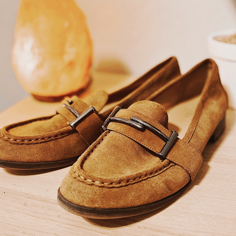 Franco Sarto Tan Suede Womens Loafer Shoes